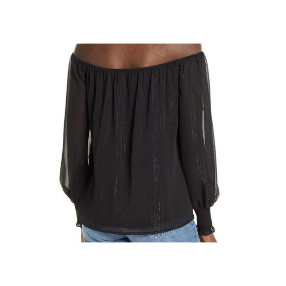 Wayf Dede & Emily Sarah Metallic Off Shoulder Top Sz XL/Extra Large in Black NWT - Picture 3 of 8